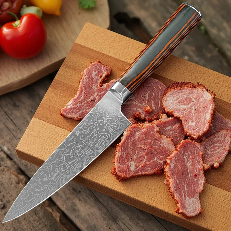 Damascus Steel Chef Knife 14.5cm – Kitchen Cleaver | COOKCRAZE