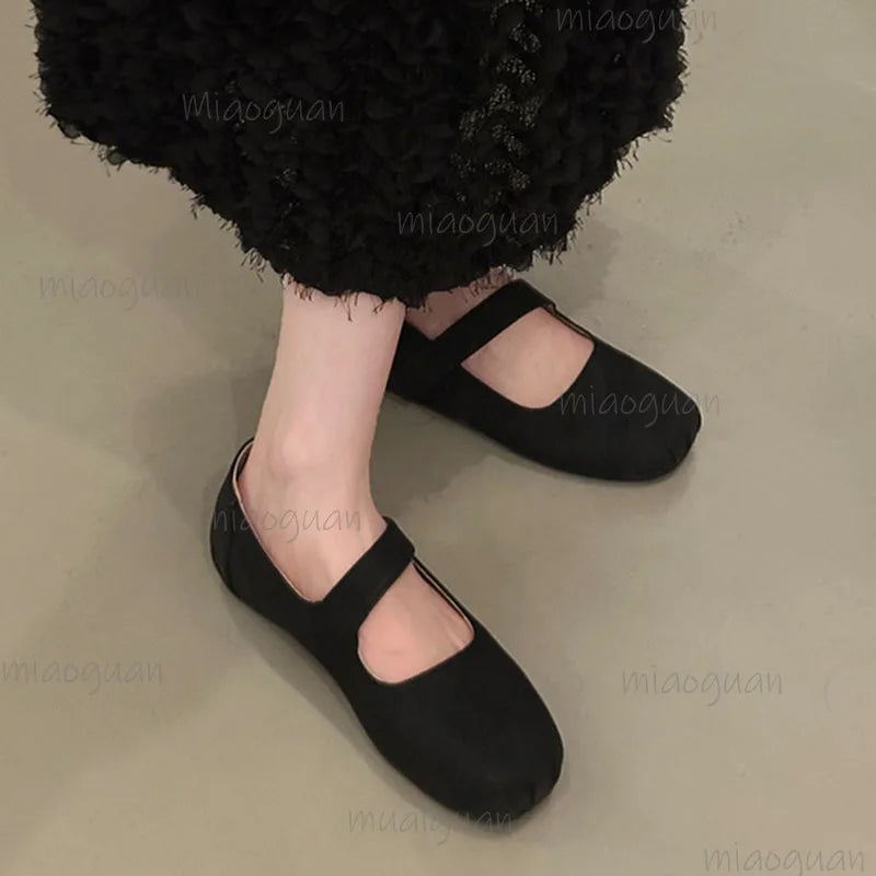 Women's Retro Square Toe Mary Jane Ballet Flats Slip-On