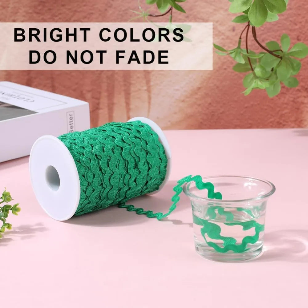 Green Ric Rac Trim Ribbon 5mm x 100m | Wave Fringe Sewing