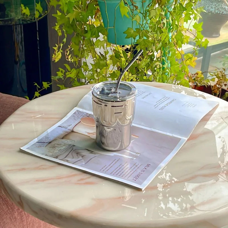 2026 Glass Straw Coffee Cup Female Ins Feng Shui Lid Creative