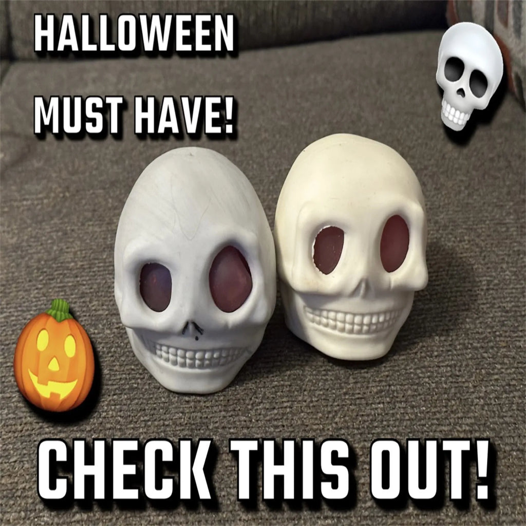Halloween Skull Squeeze Stress Ball Squishy Toy Set – 9pc