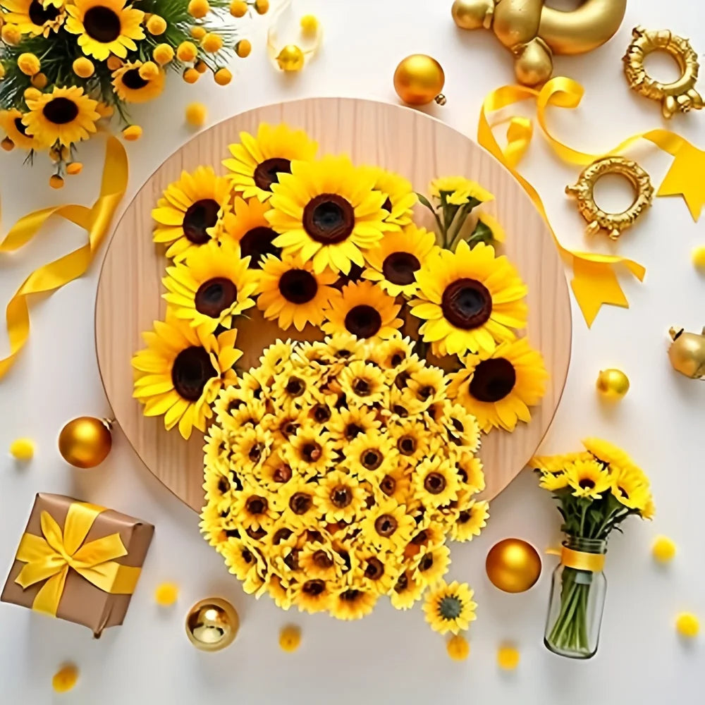 Artificial Sunflowers – Fabric Mini Fake Flowers for DIY Decor