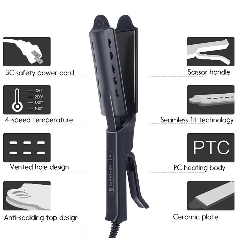 Portable Steam Hair Straightener – 4-Gear Titanium Flat Iron