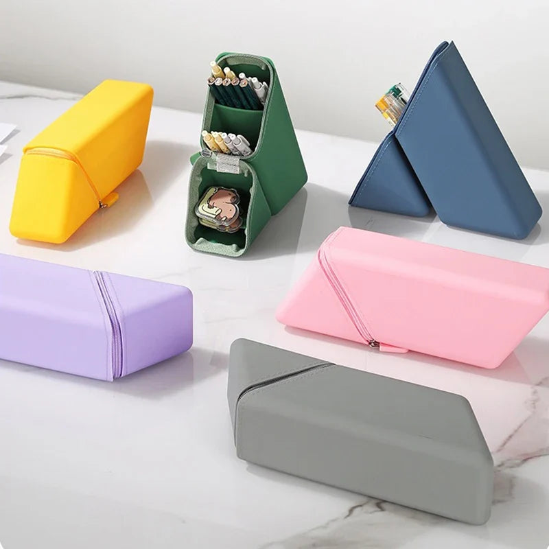 Silicone Pen Holder Foldable Students Pencil Case Large Capacity