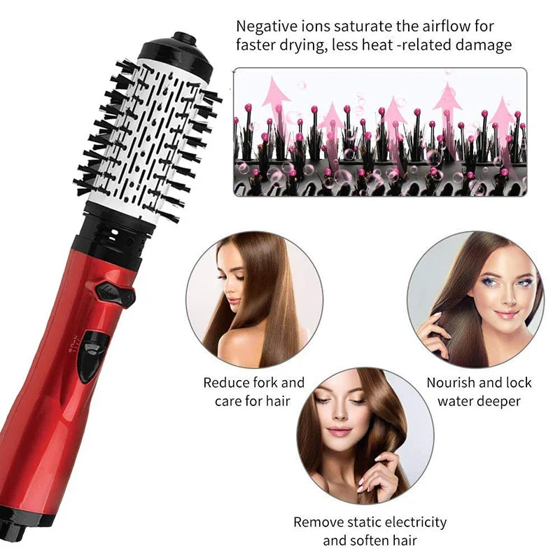 Rotating Hair Dryer Brush – 2-in-1 Hot Air Styler & Curler