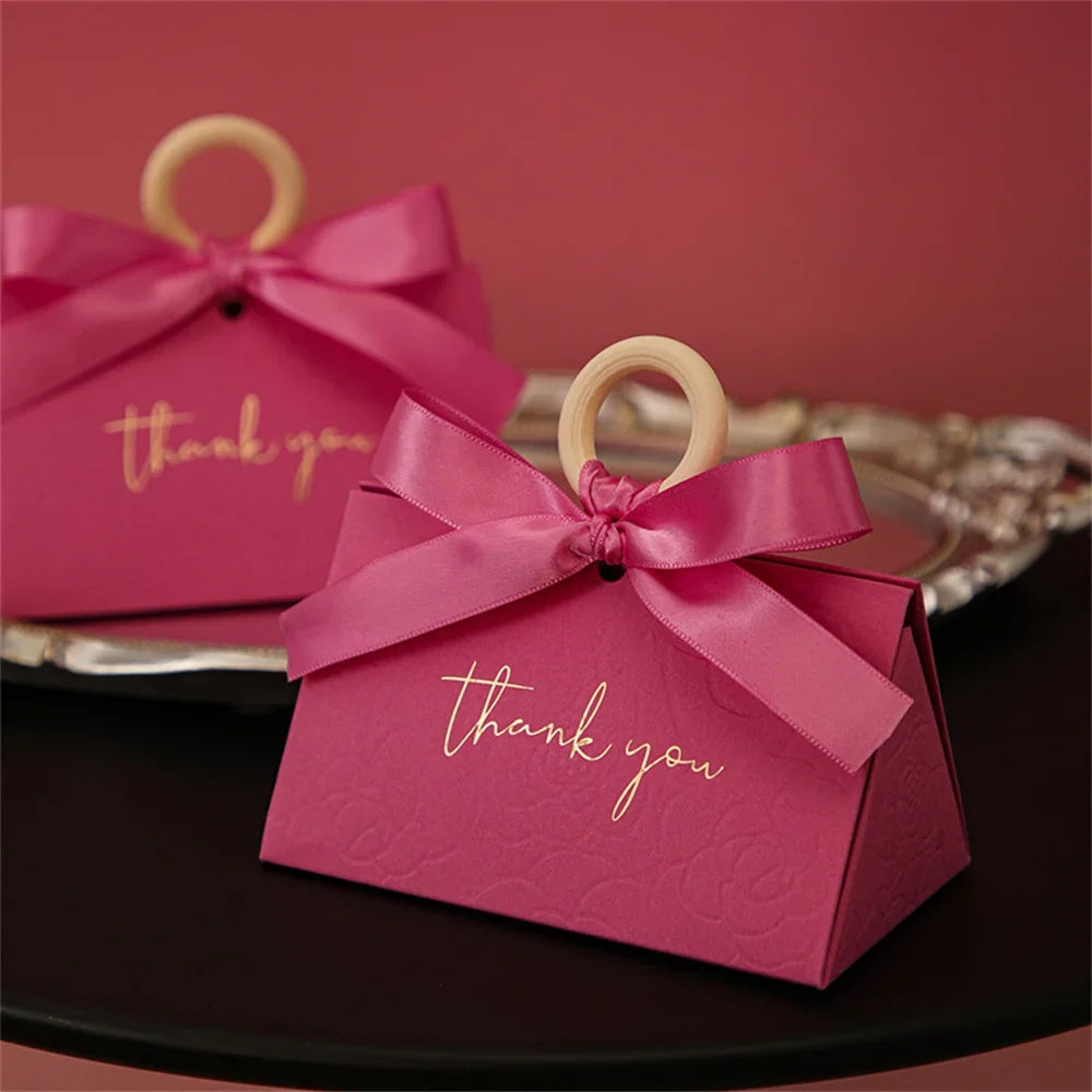 Large Triangle Shape Paper Bag Packaging Box Handles Wedding Gifts
