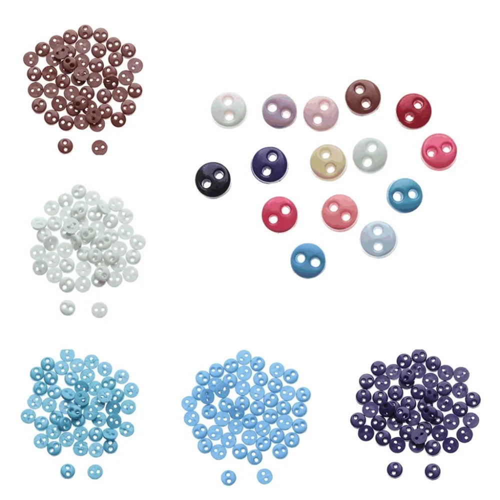 50pcs Mini Round Sewing Buttons 3/4/5mm – 2-Hole DIY Craft