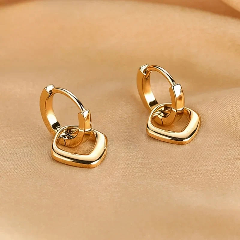 Huitan Geometric Square Drop Earrings | Stainless Steel Women