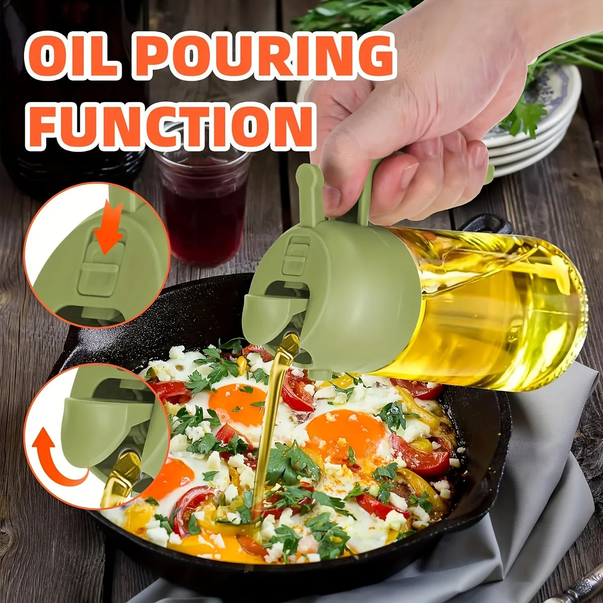 2in1 Olive Oil Dispenser Bottle Pourer Plastic Sprayer Cooking Spray