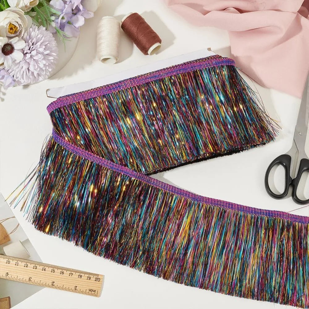 10.9 Yards Metallic Fringe Tassel Trim – 4-1/8" DIY Ribbon