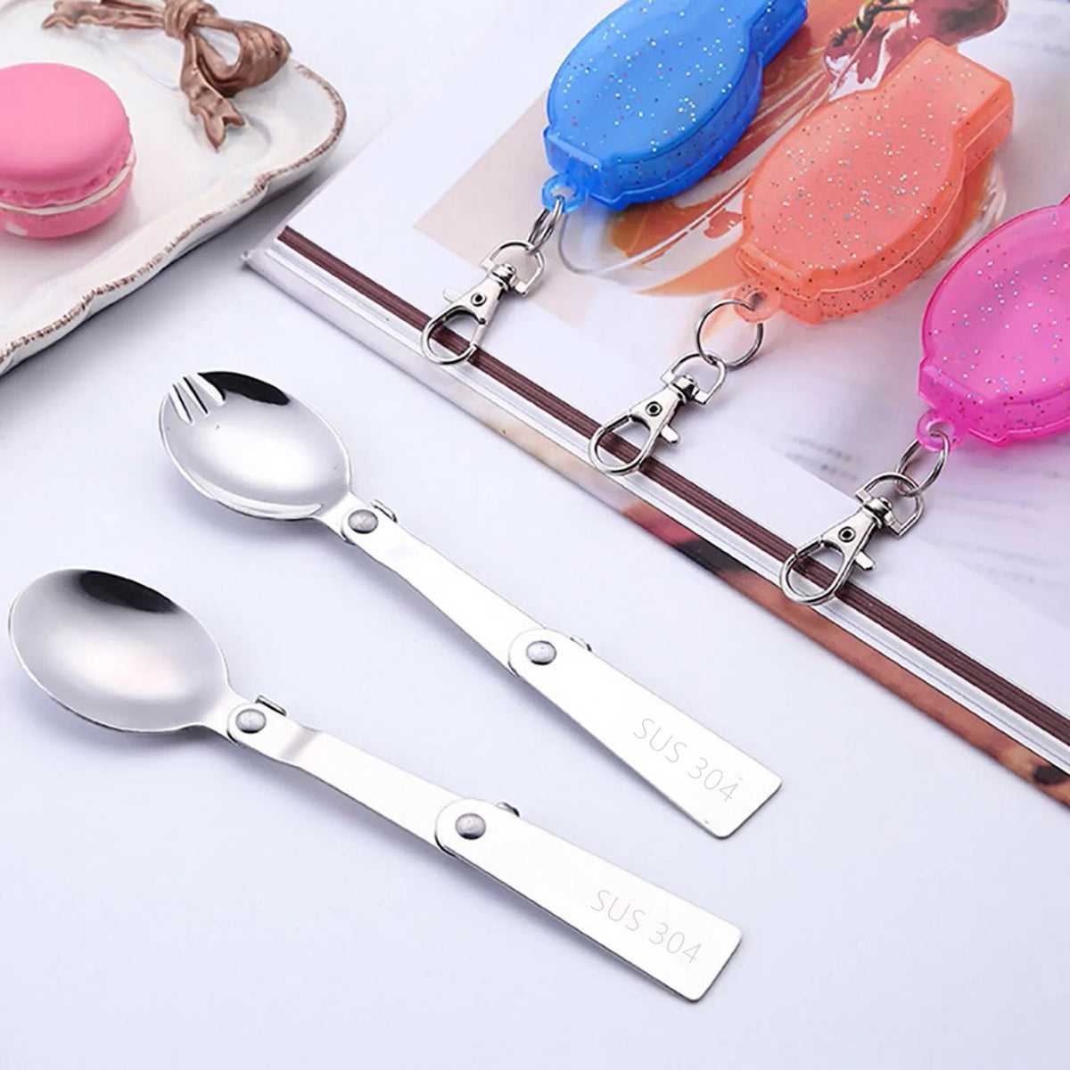 Folding Stainless Steel Spoon & Fork – Camping Utensil Set
