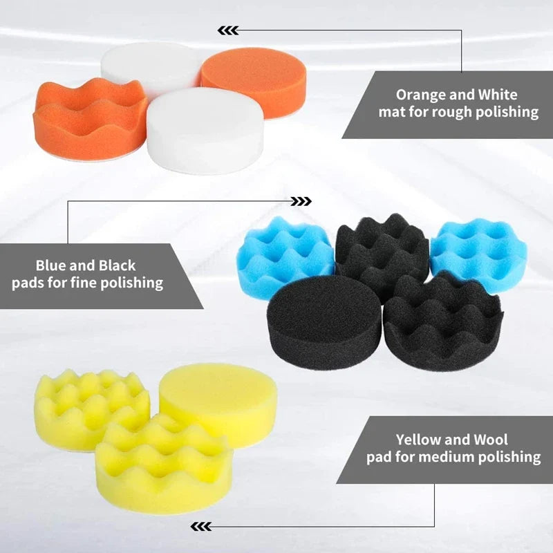 Car Polishing Sponge Pad Kit – Foam Buffer & Wax Pads