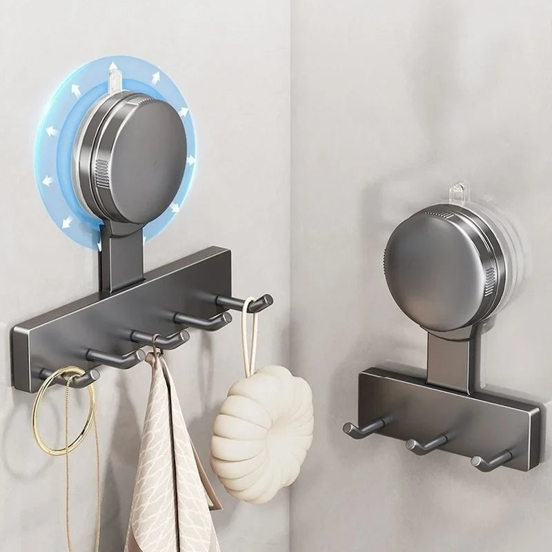 No-Drill Suction Cup Hook Set | 5-Hook Door & Cabinet Rack