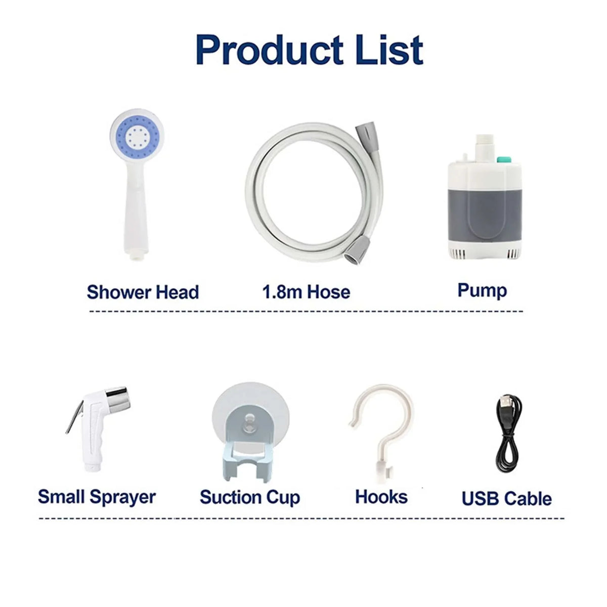Camping Portable Shower Hose Sprayer Electric Rechargeable Outdoor