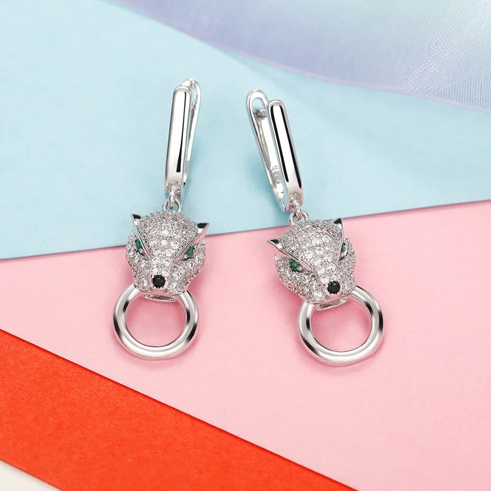 Huitan Leopard Green Eyes CZ Drop Earrings – Hip Hop Rock