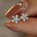 Huitan Flower CZ Stud Earrings – Sparkling Women's Jewelry