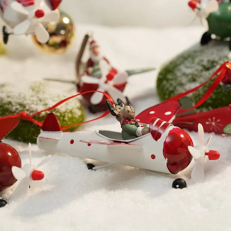 Christmas Ironwork Airplane Pendants Home Iron Handicrafts Snowmen