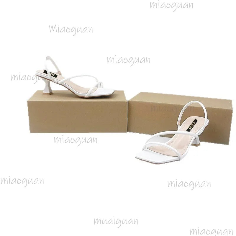 Women's Square Toe Low Heel Sandals – 5CM Party Pumps