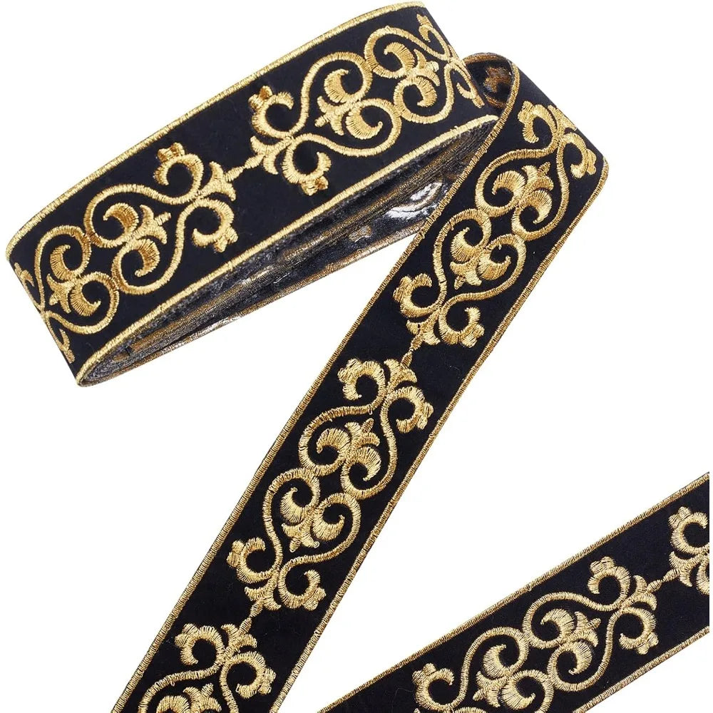 Ethnic Floral Jacquard Grosgrain Ribbon Goldenrod 46mm 3.8m