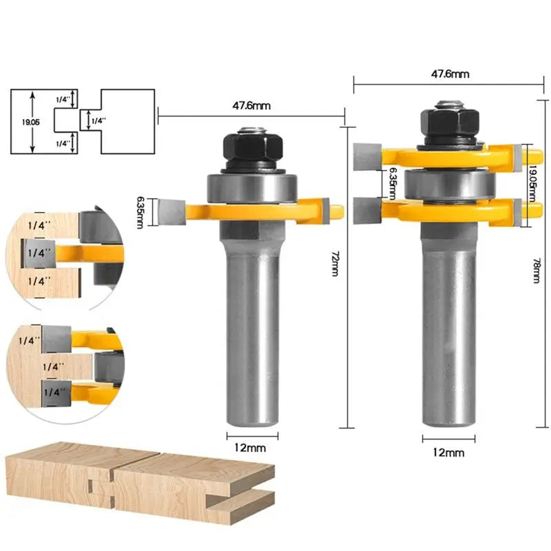 A36T- Shank Joint Assembly Router Bit Tongue Groove T-slot Milling