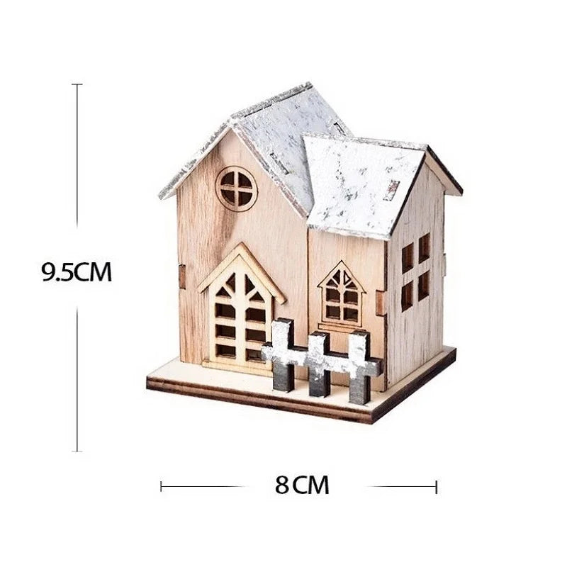 Christmas LED Light Wooden House Luminous Cabin Merry Decorations