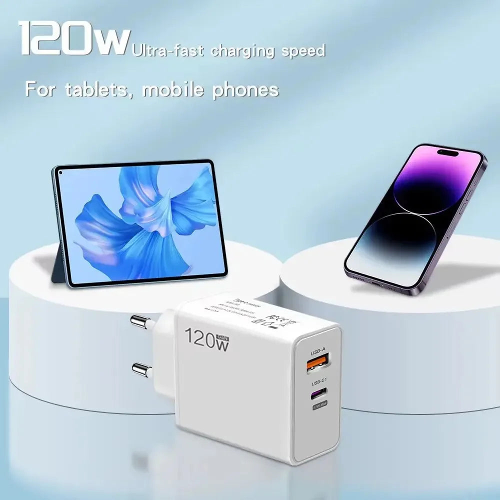 120W USB-C PD Fast Charger | iPhone Samsung Xiaomi Huawei