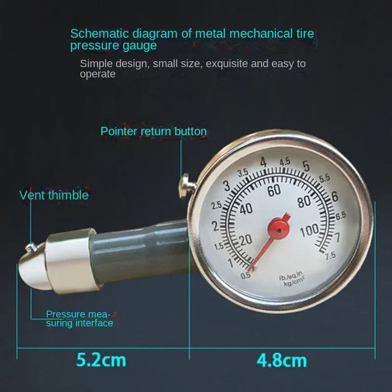 Metal Tire Air Pressure Gauge – Car, Truck & Racing Tyre Meter