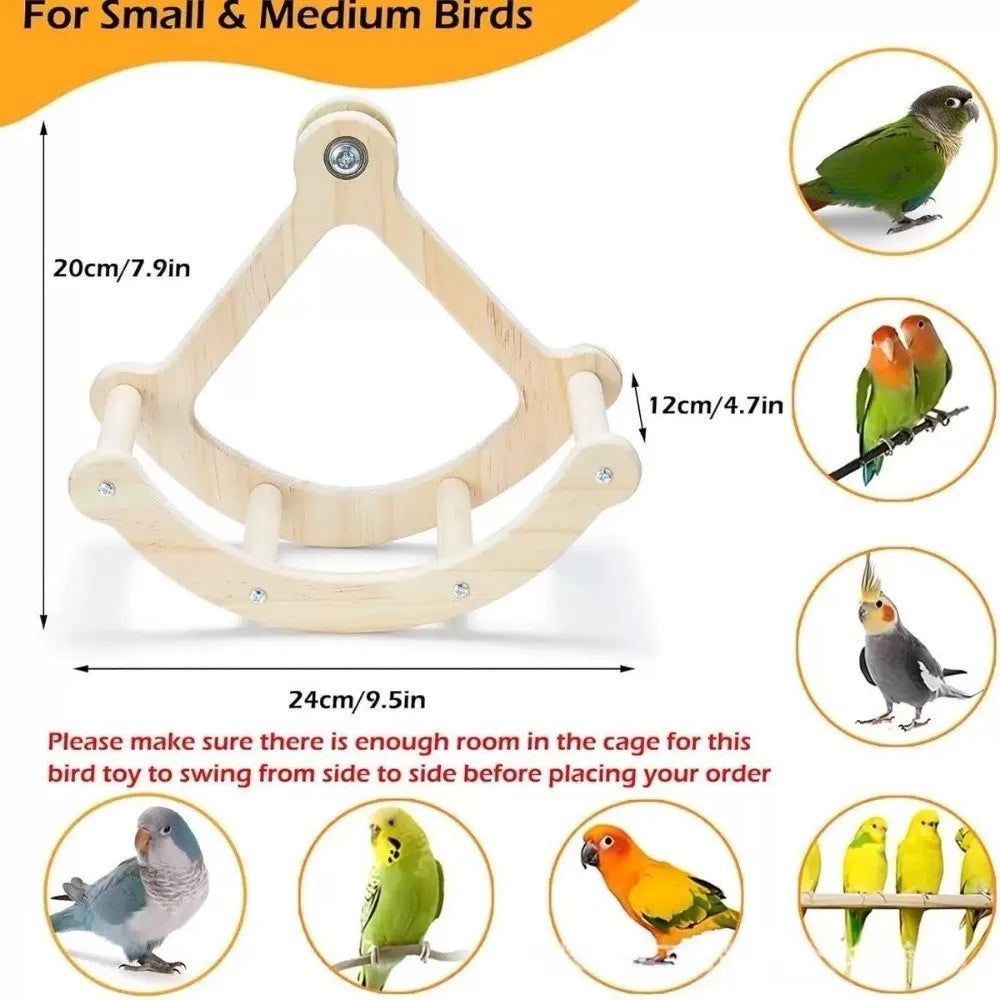 Wooden Bird Swing Toy – Rocking Perch for Parrots & Parakeets