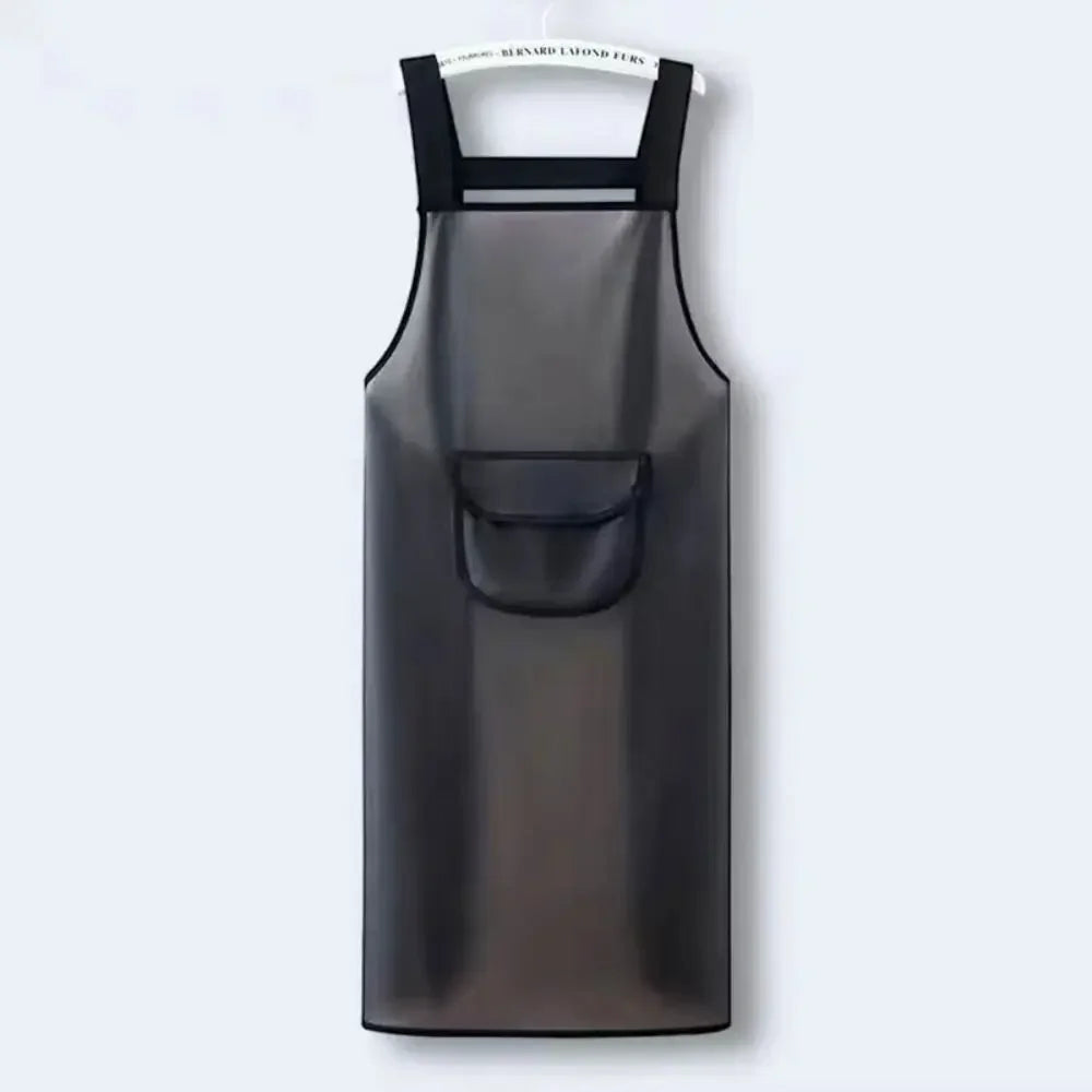Transparent Black PVC Waterproof Kitchen Apron | Oil Resistant