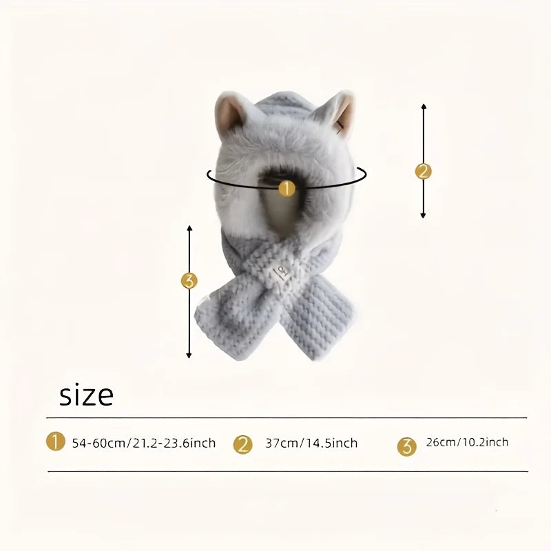 Kawaii Cat Ears Beanie Pom-pom Women's Winter Hat Furry Collar
