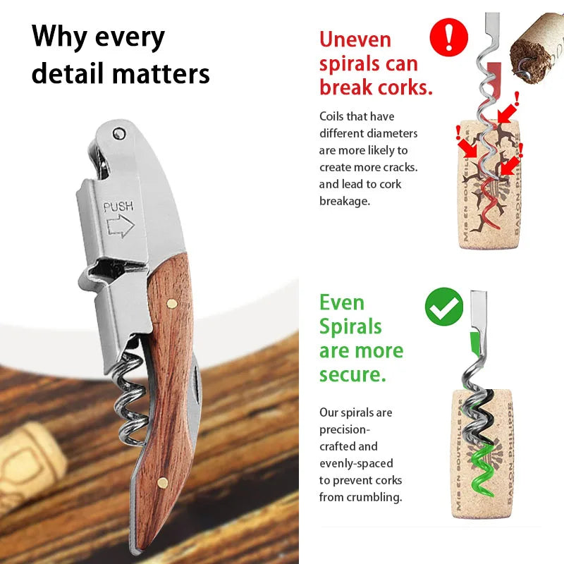 Wine Opener Double Hinged Manual Key Bartender Server Waiter
