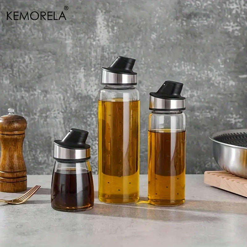 KEMORELA Glass Oil Dispenser Bottle – Drip-Free Auto Seal