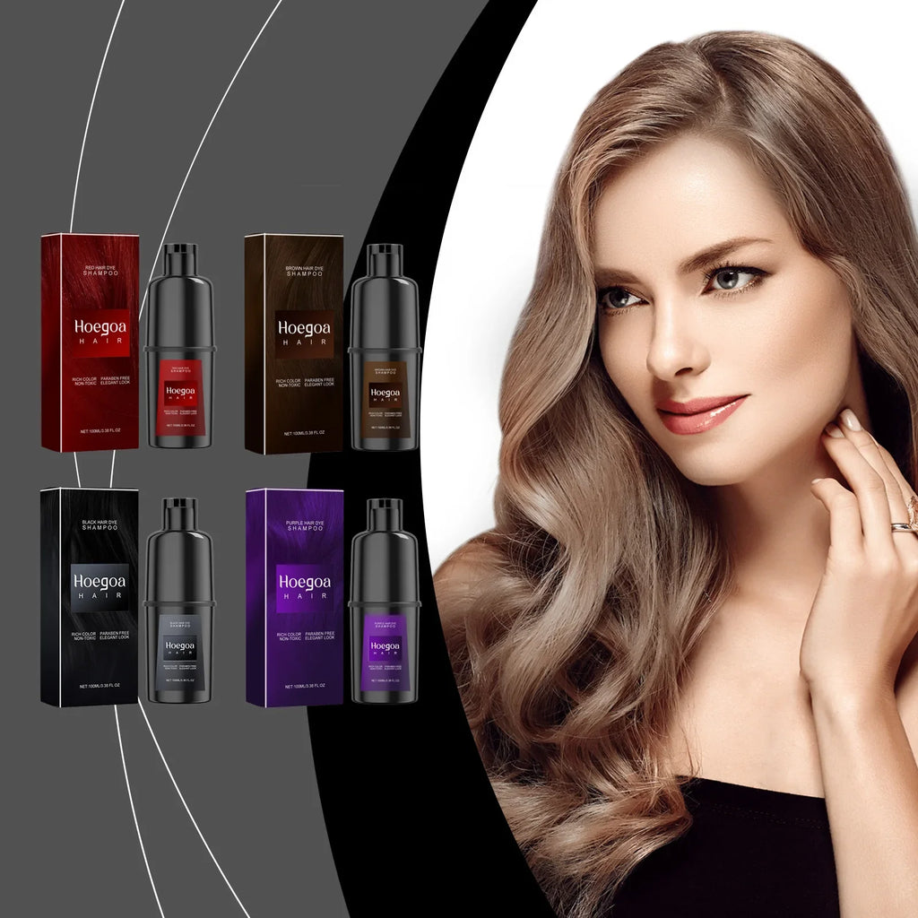 HOEGOA Instant Hair Color Shampoo – Grey Coverage for Men & Women