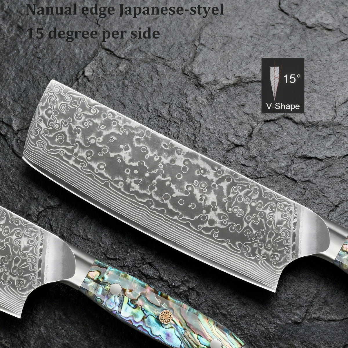 67-Layer Damascus Steel Nakiri Kitchen Knife – Sharp & Durable
