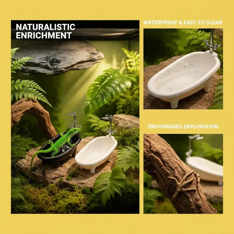 Mini Reptile Bathtub with Faucet | Gecko & Bearded Dragon Bowl