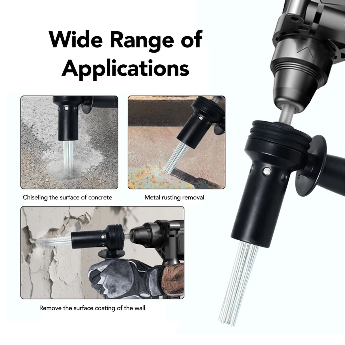 Electric Hammer Needle Scaler Attachment Round Shank 2 Pit Slot