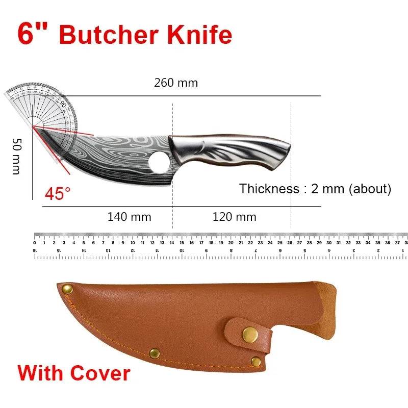 5.5-Inch 5CR15 Stainless Steel Kitchen Cleaver & Meat Knife