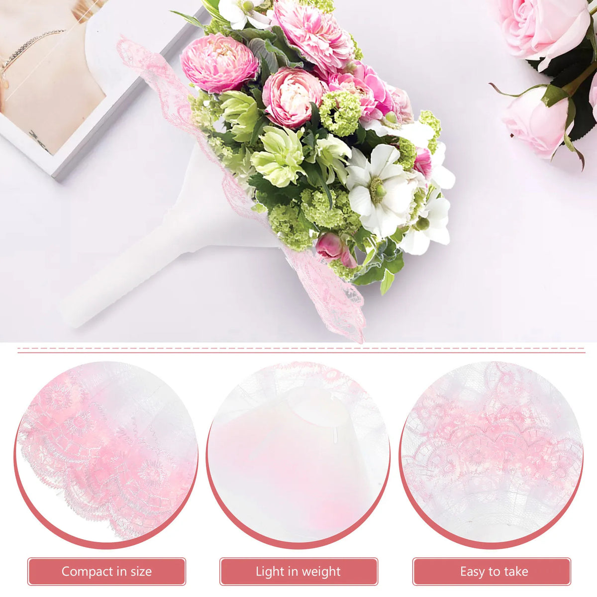 Bridal Bouquet Holder Collar Lace Floral Support Wedding Bouquets DIY