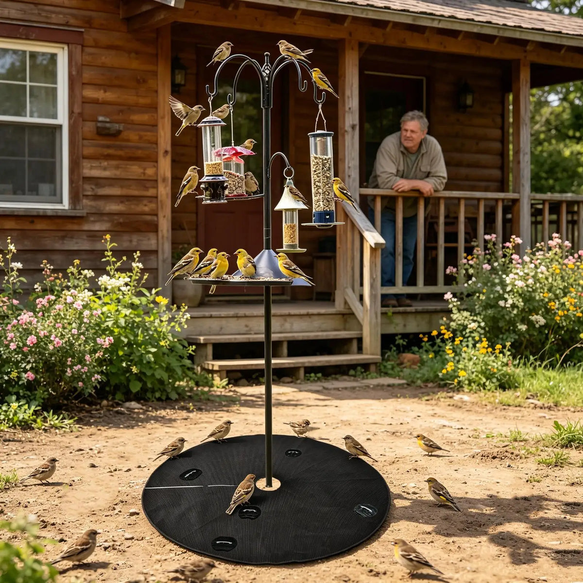 Under Bird Feeder Mat 2-Pack – 47" Water-Permeable Lawn Catcher