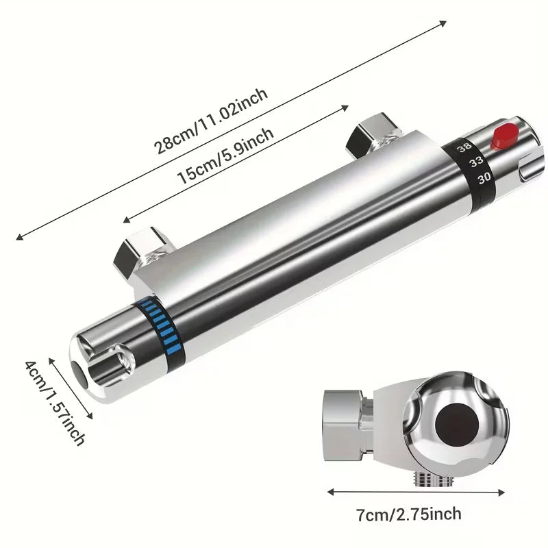Chrome Thermostatic Shower Mixer Bar | Wall Mounted 1/2"