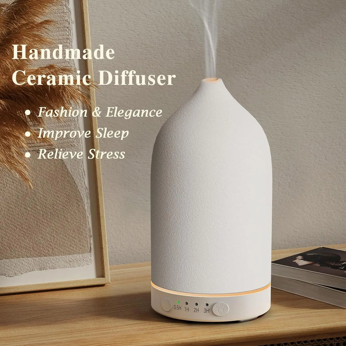 Ceramic Essential Oil Diffuser 100ml | 7-Color LED Aromatherapy