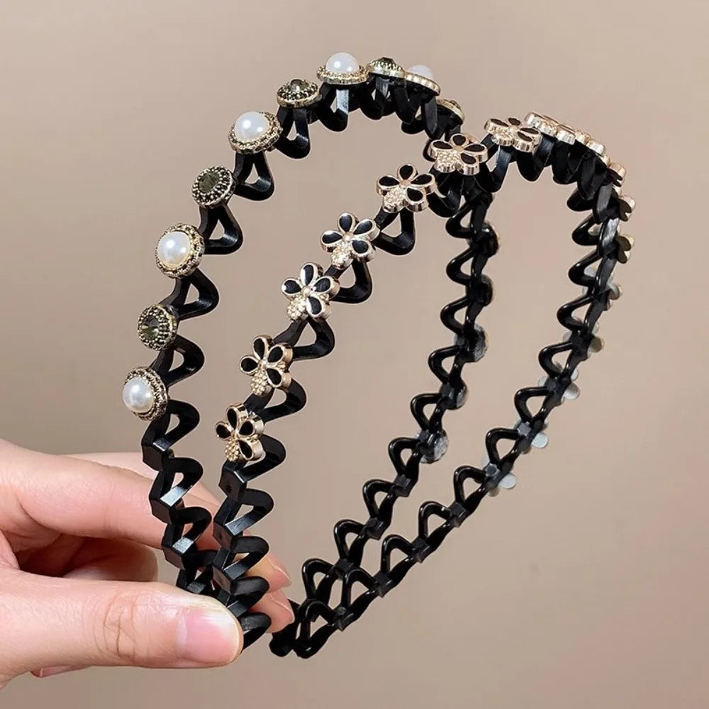 Rhinestone Pearl Hair Braider Headband – Floral Zircon