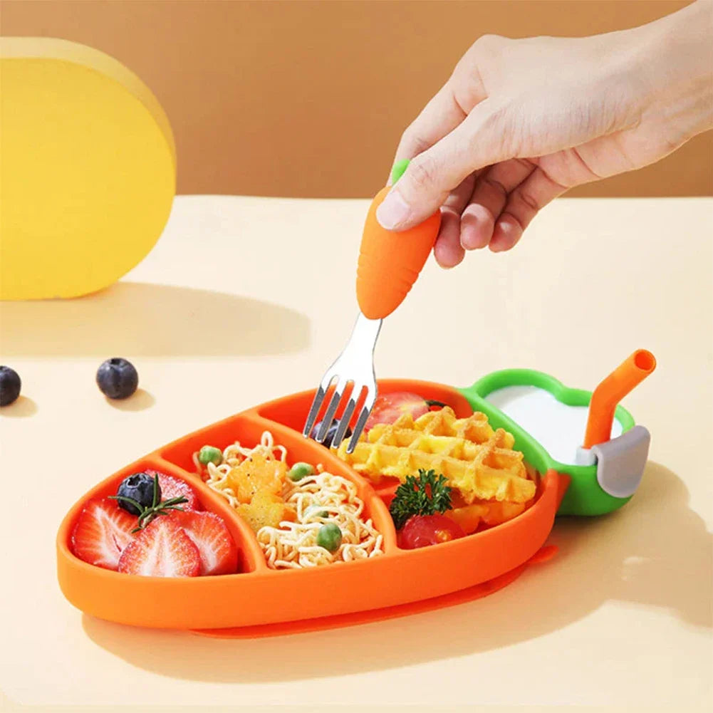 Vegetable Fruit Cartoon Baby Cutlery Kits Safety Comfort Weaning
