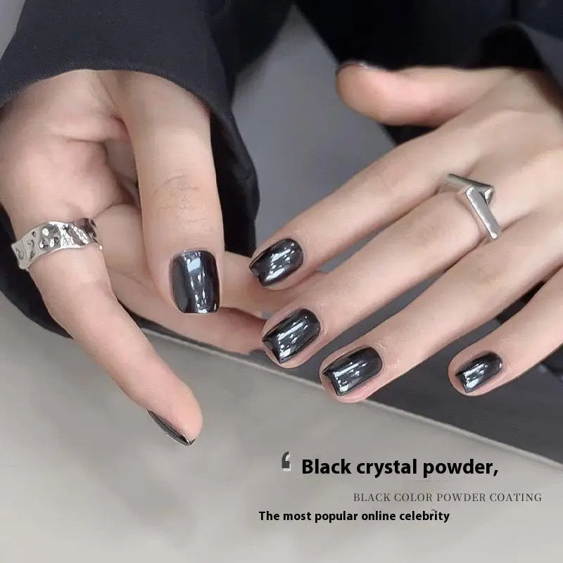 Black Crystal Glitter Nail Powder | Sequin Shimmer Nail Art