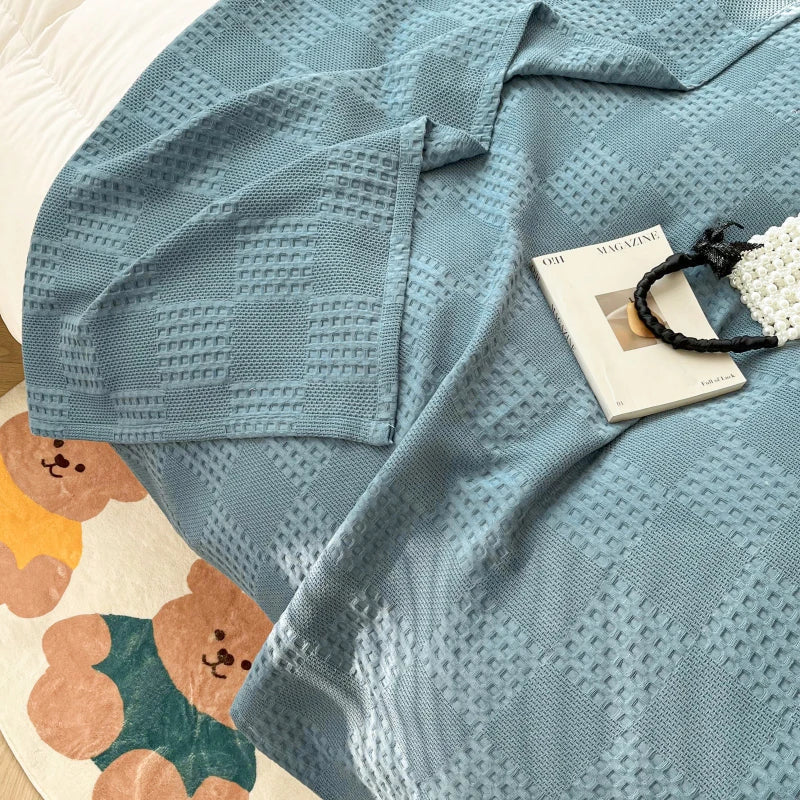 Battilo 100% Cotton Waffle Throw Blanket – Soft & Breathable