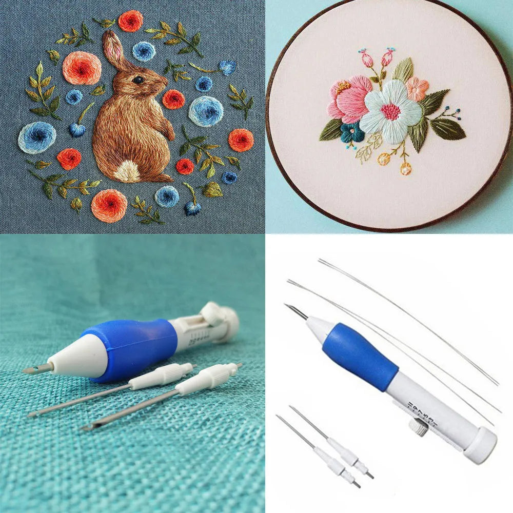 Magic Embroidery Pen & Needle Weaving Tool – 1 Pen + 4 Needles