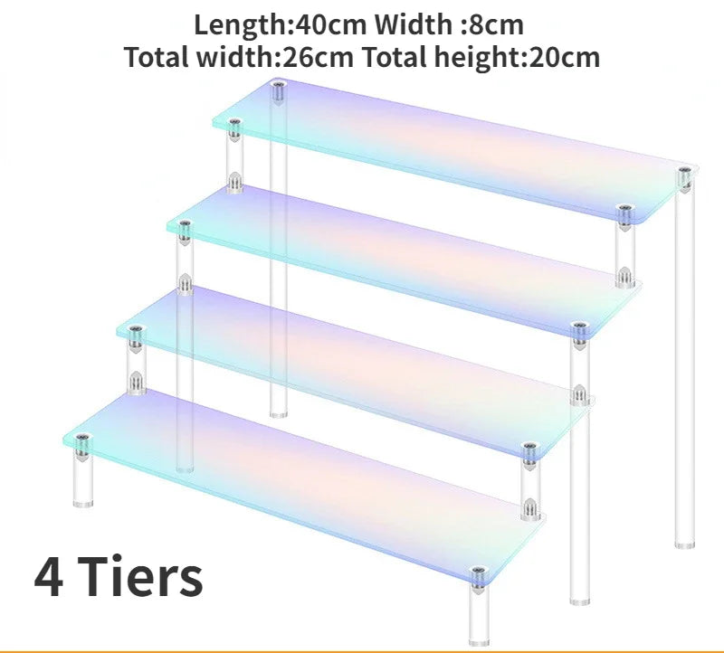 Iridescent Acrylic Display Riser Stand 1–5 Tier Shelf Organizer