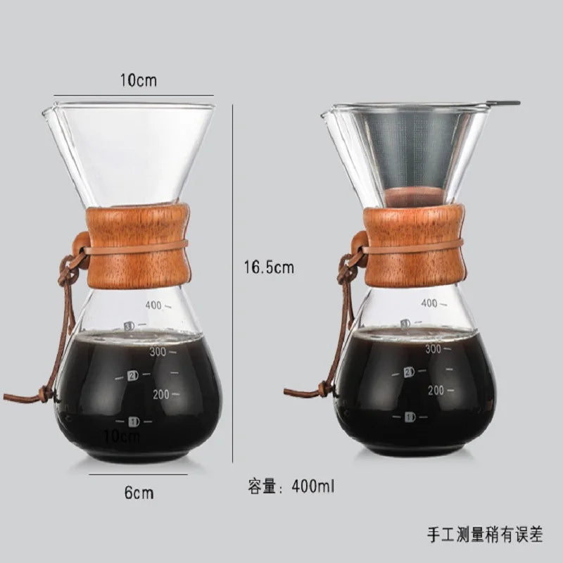 400ml Borosilicate Glass Coffee Pour Pot with Filter