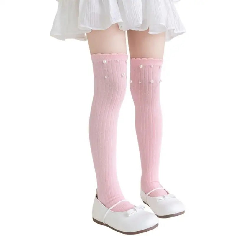 Girls Pearl Over-the-Knee Socks | Soft Breathable Stockings
