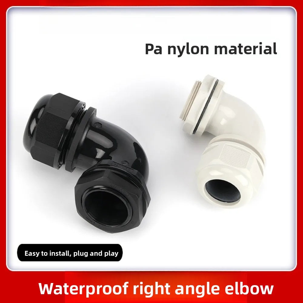5-Pack 90° Waterproof Nylon Cable Glands M12 M16 M20 M25